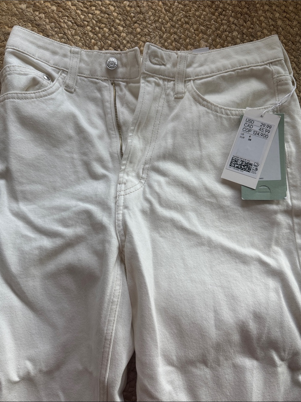 H&M White Wide-Leg Jeans